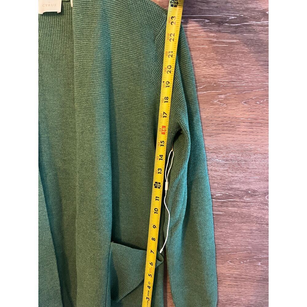 Cyrus cardigan opene pockets knit cotton sz small green career office fall - Picture 6 of 9